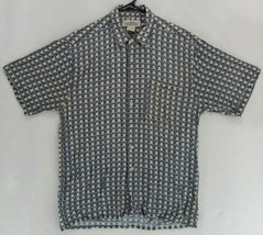 Vintage Youth Unisex Natural Issue Button Shirt Check Rayon Size Large (16-18) - £9.13 GBP