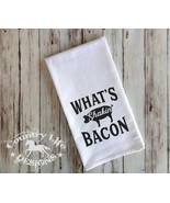 Flour Sack, Tea Kitchen Towel - What&#39;s Shakin&#39; Bacon - Pig - £6.75 GBP