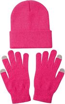 Winter Beanie Hat and Gloves Set Rose Red - $9.90