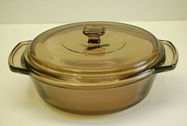 Anchor Hocking Ovenware Covered Casserole Dish Amber Glass Round 1.5 Qt 1037 AH - £36.86 GBP