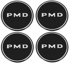 4 Black PMD Logo R15 Wheel Center Cap Decals 1967-1981 Firebird GTO Grand Prix  - £47.53 GBP