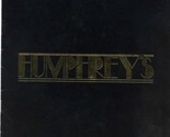 Humphrey&#39;s Restaurant Menu Chicago Illinois Relais &amp;Chateaux 1982  - £25.24 GBP