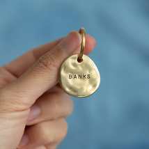 Custom Brass Pet ID Tag: Hand Stamped Luxury Nameplate for Dogs &amp; Cats - £28.98 GBP+