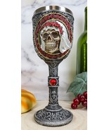 Ebros Love Never Dies Bride Groom Skulls In Rose Wreath 2 Sided Wine Cha... - $32.81 CAD