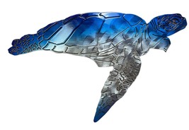 Aquatic Sea Turtle - Metal Wall Art - Blue Tinged 34&quot; wide - £85.69 GBP