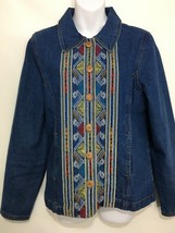 The Territory Ahead M Embroidered Blue Cotton Denim Jean Jacket - $41.65