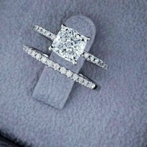 3.00 Ct LC Moissanite Engagement Wedding promise Ring Set White Gold Plated - £265.39 GBP