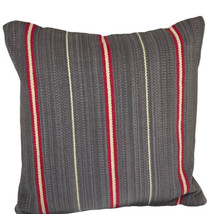 Pottery Barn Striped Pillow Alvarado Dhurrie 18&quot; Square Gray Red Pink Insert - £14.63 GBP