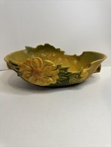 Vintage Roseville Pottery Peony Console Bowl 430-10” Yellow &amp; Green Sunflower - £52.66 GBP