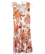 NWT LuLaRoe Medium White Orange Peach Pink Floral Scuba Nikki Sleeveless... - $776.28 MXN