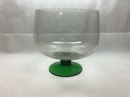 Large FOOTED Glass DISPLAY BOWL Fruit GREEN BASE - $31.67
