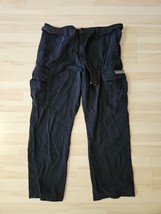 Union Bay Cargo Pants w/Black Cloth Belt, Men&#39;s 36 x 30, Black 100% Cotton - £15.00 GBP