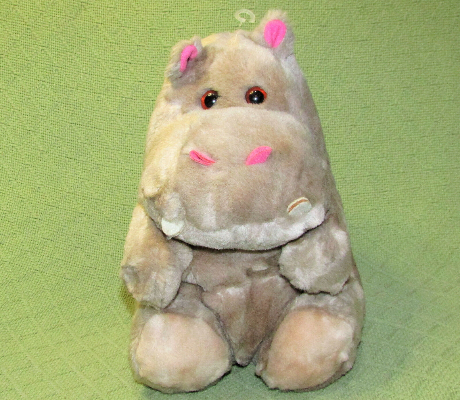 CALTOY HIPPO GREY STUFFED 11" ANIMAL ROLY POLY PLUMP HIPPOPOTOMOS PINK EARS NOSE - $22.50