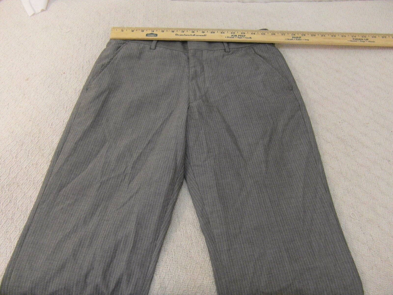 Mens Express Design Studio Producer Style Light Gray Striped Flat Front ... - $16.40