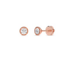 14k Rose Gold 0.33Ct TDW Lab Created Round Diamond Solitaire Stud Earrings - £405.97 GBP