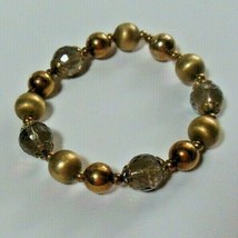 Vintage Stamped 925 Italy Magnetic Bracelet Gold Over Silver &amp; Glass Beads 8&quot; - £35.30 GBP