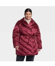 Women&#39;s Plus Size Puffer Jacket - Ava &amp; Viv Berry Red 2X - $18.35