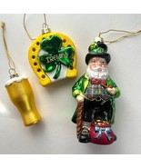St. Patrick&#39;s Day Blown Glass Ornaments Beer Horseshoe Clover Leprechaun... - $23.76