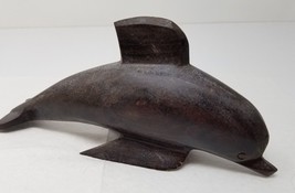 Figurine Dolphin Wood Hand Carved Breaching Surface - $17.05