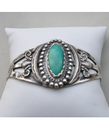 NATIVE AMERICAN NAVAJO 925 STERLING SILVER NATURAL  20x10 mm TURQUOISE B... - $232.82 CAD