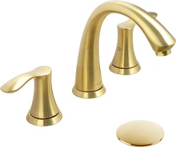 Brushed Gold Bathroom Faucet 3 Hole, Lava Odoro 8 Inch Widespread Bathroom, Sg - £173.83 GBP