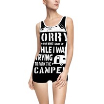 Vintage Vibes: Women&#39;s Sublimated One-Piece Swimsuit with Humor &quot;Sorry for What  - £25.38 GBP