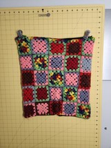 Vintage Granny Square Crochet Throw Pillow Case Multicolor 17&quot; x 15-1/2&quot; - £27.24 GBP