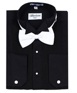 New Berlioni Italy Men&#39;s Premium Tuxedo Dress Shirt Wingtip Collar Bow-T... - £20.94 GBP