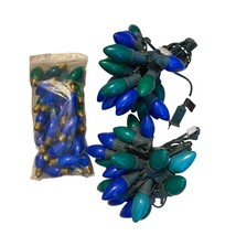 Vintage C-9 Christmas String lights Set of 2 Blue and green Extra bulbs ... - £39.57 GBP