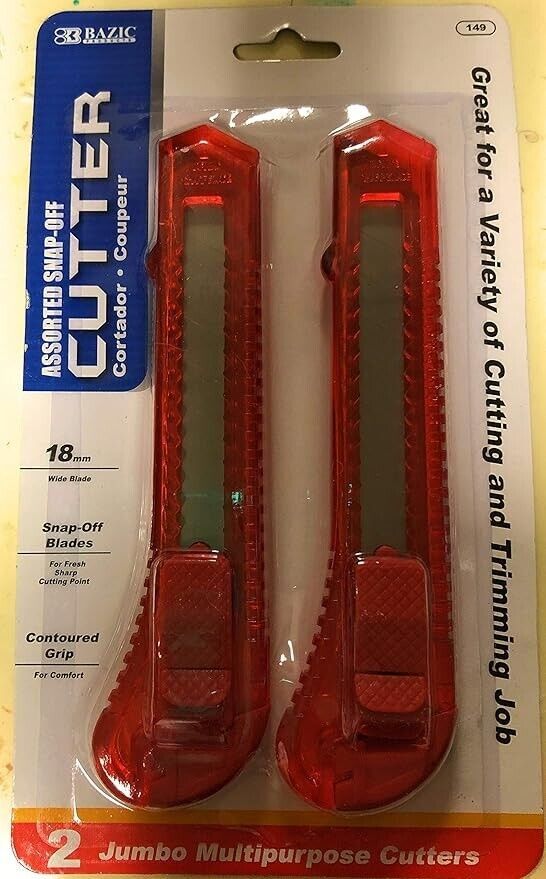 BAZIC Utility Knife Box Cutter 18mm Wider Blade, Retractable Snap-Off Razor - $8.90