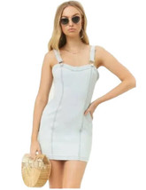 Light Wash Denim Jean Overall Mini Dungaree Dress Size S NEW - £12.65 GBP