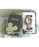 DISNEY MZ BERGER &amp; CO  MINNIE MOUSE PINK STRAP WRIST WATCH  New in Tin - $543.43 MXN