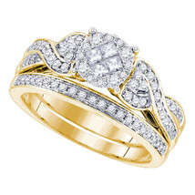 14kt Yellow Gold Princess Round Diamond Bridal Wedding Engagement Ring Set - $1,299.00