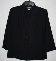 Requirements Misses 10 Solid Black Jacket Career Blazer 3 Button Lightwe... - $10.40