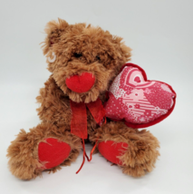 Fiesta Valentine&#39;s Day Bear Brown w Heart Plush Balloon 10&quot; Stuffed Toy ... - £10.16 GBP