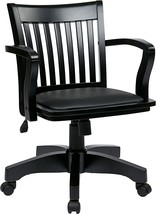 OSP Home Furnishings Deluxe Wood Bankers Desk Chair with Black Vinyl, Black - £176.64 GBP