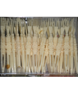 Cocktail Party Picks - Hors D'oeuvres Forks - Faux Ivory Plastic - $4.95