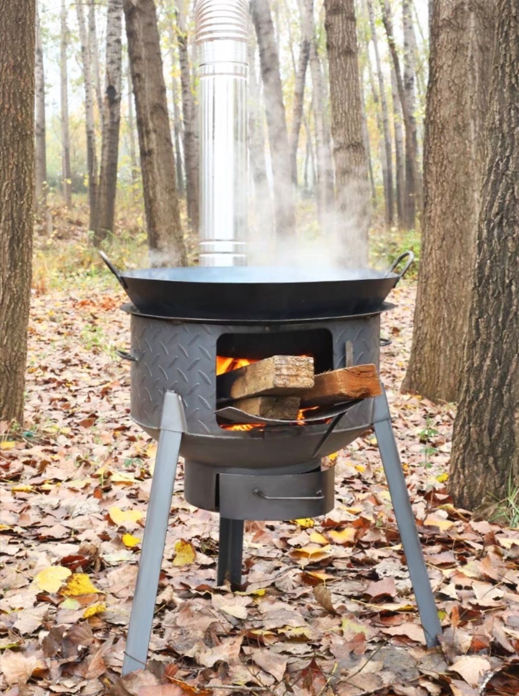 Outdoor Big Size Firewood Stove with Big Chinese Wok for 10-12 people Ga... - $609.00
