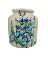 Vintage Stoneware Crock Jar LAB-Lagny French Glazed SIGNED Painted Blue ... - £66.81 GBP