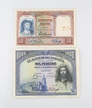 Spain Peseta Notes (Lot of 2) 1931 500 Peseta VG+ p#84 1928 1000 Peseta F+ P#78a - £67.10 GBP