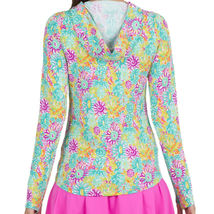 NWT Ladies IBKUL Lilli Violet Long Sleeve Hoodie Golf Shirt S M L & XL image 2