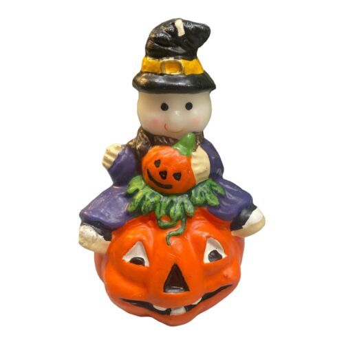 Vintage Halloween Pumpkin Jack O Lantern Ghost Candle *Unlit - $5.00