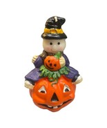 Vintage Halloween Pumpkin Jack O Lantern Ghost Candle *Unlit - £3.93 GBP
