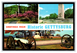 Greetings From Historic Gettysburg Monuments in Gettysburg Pennsylvania Postcard - £3.89 GBP