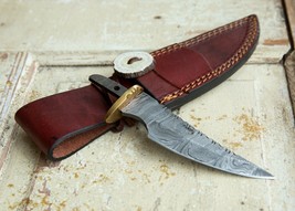 266 Layer Handmade Damascus Knife DIY 6.5&quot; Blank + Brass Guard + Sheath ... - £33.07 GBP