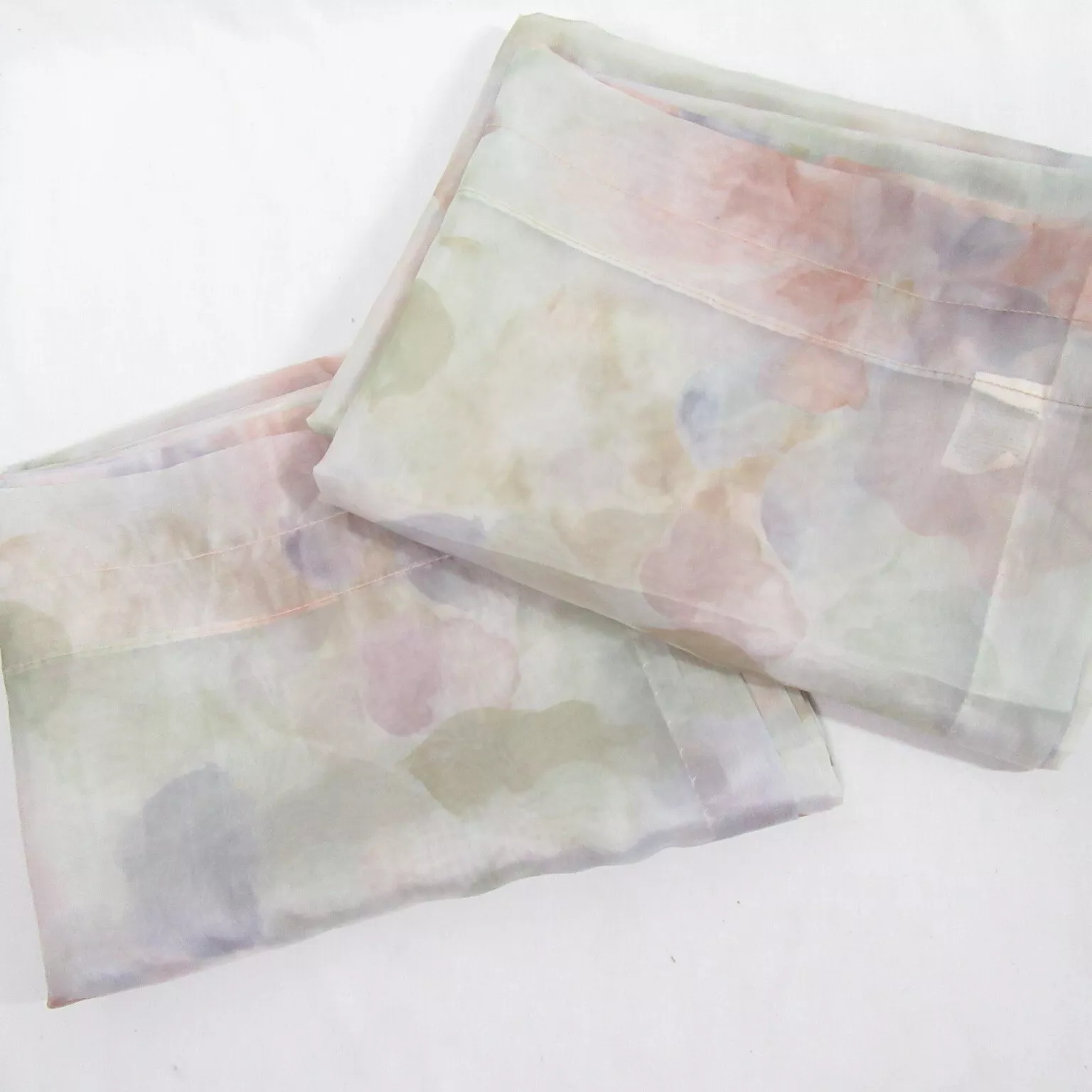 CROSCILL Watercolor Floral Pastel Sheer 2-PC 110 x 84 Drapery Panel Set - £35.10 GBP