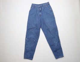 Vintage 70s Streetwear Womens 10 Distressed Pleated Tapered Leg Denim Je... - $44.50