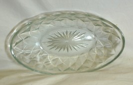 Diamond Starburst Relish Candy Dish Oval Clear Glass - £13.40 GBP