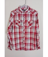 BKE Long Sleeve Snap Button Red Plaid Western Shirt Mens Size S - $463.01 MXN
