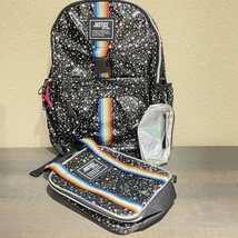 Justice Backpack School Bag + lunch bag +pencil key holder black silver star NWT - £17.40 GBP